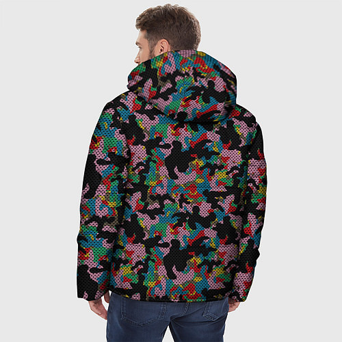 Мужская зимняя куртка Модный разноцветный камуфляж / 3D-Черный – фото 4