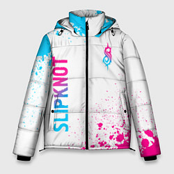 Куртка зимняя мужская Slipknot neon gradient style: надпись, символ, цвет: 3D-черный