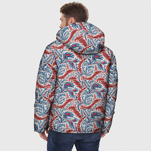Мужская зимняя куртка Русские узоры текстура / 3D-Светло-серый – фото 4