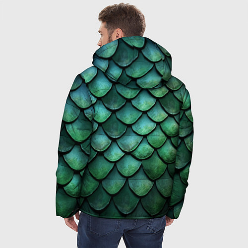Мужская зимняя куртка Чешуя зелёного дракона / 3D-Черный – фото 4