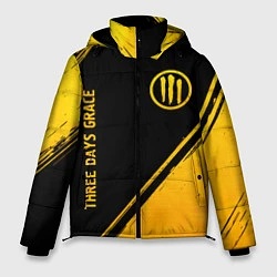 Куртка зимняя мужская Three Days Grace - gold gradient: надпись, символ, цвет: 3D-черный