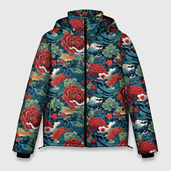 Куртка зимняя мужская Рисунок Ирезуми Паттерн, цвет: 3D-красный