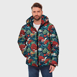 Куртка зимняя мужская Рисунок Ирезуми Паттерн, цвет: 3D-красный — фото 2