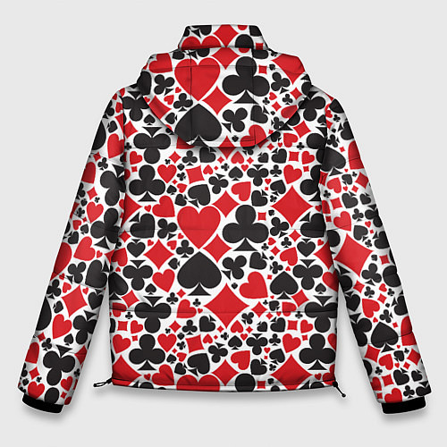 Мужская зимняя куртка Карточные масти - символика / 3D-Красный – фото 2