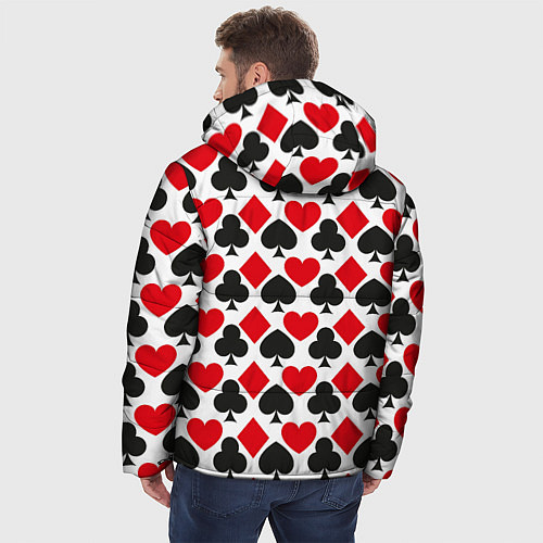 Мужская зимняя куртка Масти карточные - символика / 3D-Черный – фото 4