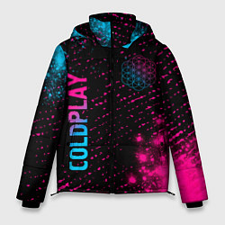 Мужская зимняя куртка Coldplay - neon gradient: надпись, символ