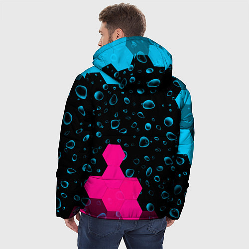 Мужская зимняя куртка Infiniti - neon gradient: надпись, символ / 3D-Черный – фото 4