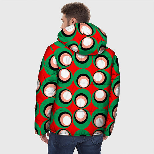 Мужская зимняя куртка Орнамент из контрастных кругов / 3D-Черный – фото 4