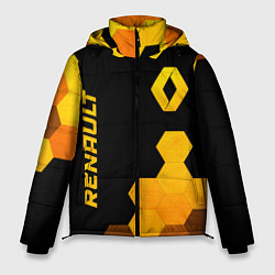 Куртка зимняя мужская Renault - gold gradient: надпись, символ, цвет: 3D-черный