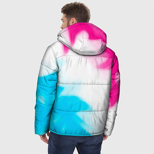Мужская зимняя куртка Geely neon gradient style: надпись, символ / 3D-Черный – фото 4