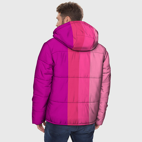 Мужская зимняя куртка Группа Black pink на фоне оттенков розового / 3D-Красный – фото 4