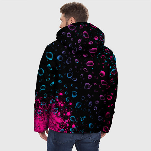 Мужская зимняя куртка Toyota - neon gradient: надпись, символ / 3D-Черный – фото 4