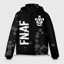 Куртка зимняя мужская FNAF glitch на темном фоне: надпись, символ, цвет: 3D-черный