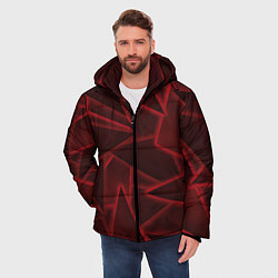 Куртка зимняя мужская Красные треугольники, неон, цвет: 3D-черный — фото 2