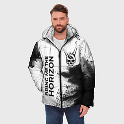 Куртка зимняя мужская Bring Me the Horizon и рок символ на светлом фоне, цвет: 3D-черный — фото 2