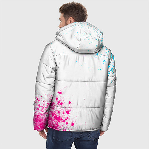 Мужская зимняя куртка PUBG neon gradient style: надпись, символ / 3D-Черный – фото 4