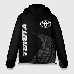 Куртка зимняя мужская Toyota speed на темном фоне со следами шин: надпис, цвет: 3D-черный