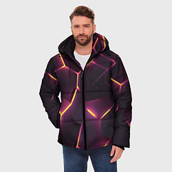 Куртка зимняя мужская Пурпурные неоновые плиты, цвет: 3D-черный — фото 2