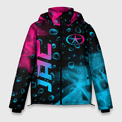 Куртка зимняя мужская JAC - neon gradient: надпись, символ, цвет: 3D-черный