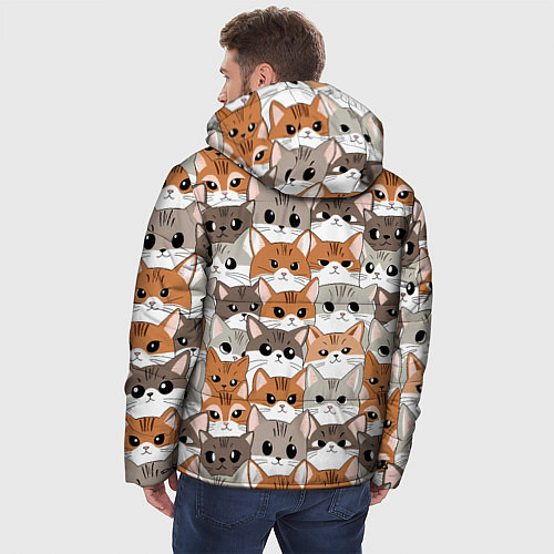 Мужская зимняя куртка Паттерн милые котики / 3D-Черный – фото 4