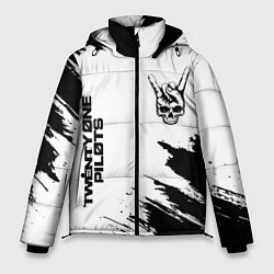 Куртка зимняя мужская Twenty One Pilots и рок символ на светлом фоне, цвет: 3D-черный