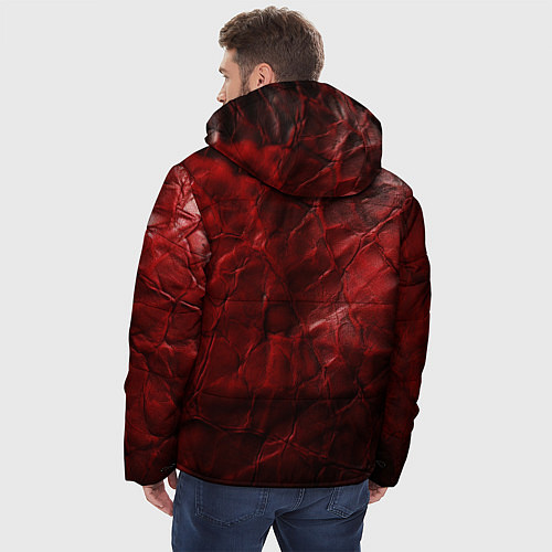 Мужская зимняя куртка Текстура красная кожа / 3D-Черный – фото 4