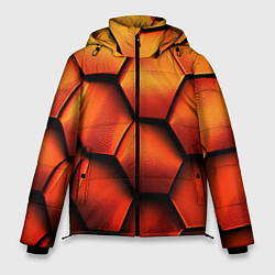 Куртка зимняя мужская Объемные оранжевые плиты, цвет: 3D-красный