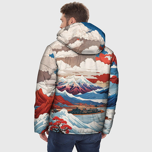 Мужская зимняя куртка Пейзаж в Японском стиле / 3D-Черный – фото 4