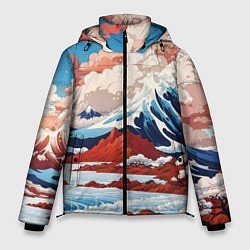 Куртка зимняя мужская Пейзаж в Японском ретро стиле, цвет: 3D-светло-серый