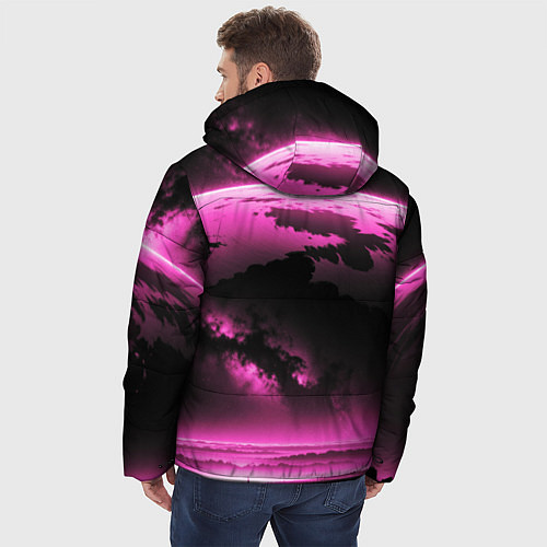 Мужская зимняя куртка Сай фай пейзаж в черно розовых тонах / 3D-Красный – фото 4