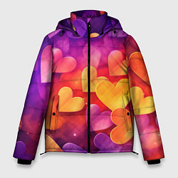 Куртка зимняя мужская Разноцветные сердечки, цвет: 3D-светло-серый