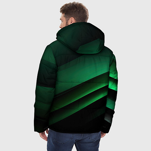 Мужская зимняя куртка Черно зеленые полосы / 3D-Черный – фото 4