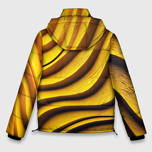 Мужская зимняя куртка Желтые абстрактные полосы / 3D-Красный – фото 2
