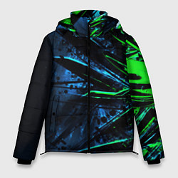 Куртка зимняя мужская Black green abstract, цвет: 3D-светло-серый