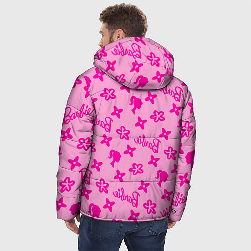 Мужская зимняя куртка Барби паттерн розовый / 3D-Черный – фото 4