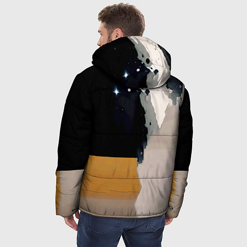 Мужская зимняя куртка Космонавт в скафандре - набросок / 3D-Черный – фото 4