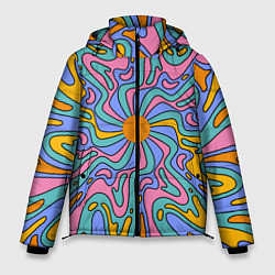 Куртка зимняя мужская Абстрактный психоделический рисунок, цвет: 3D-светло-серый