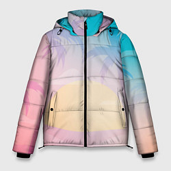 Куртка зимняя мужская Градиентовый летний пейзаж, цвет: 3D-черный