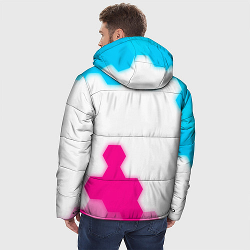 Мужская зимняя куртка Mass Effect neon gradient style: надпись, символ / 3D-Черный – фото 4