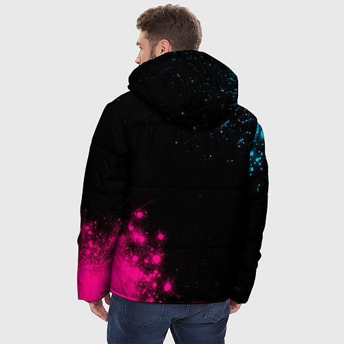 Мужская зимняя куртка Angels of Death - neon gradient: надпись, символ / 3D-Черный – фото 4
