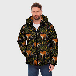 Куртка зимняя мужская Лисы и цветы, цвет: 3D-светло-серый — фото 2