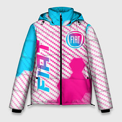 Куртка зимняя мужская Fiat neon gradient style: надпись, символ, цвет: 3D-черный