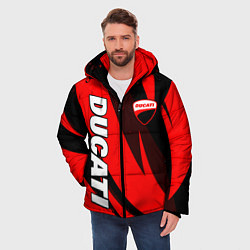 Куртка зимняя мужская Ducati - красные волны, цвет: 3D-красный — фото 2
