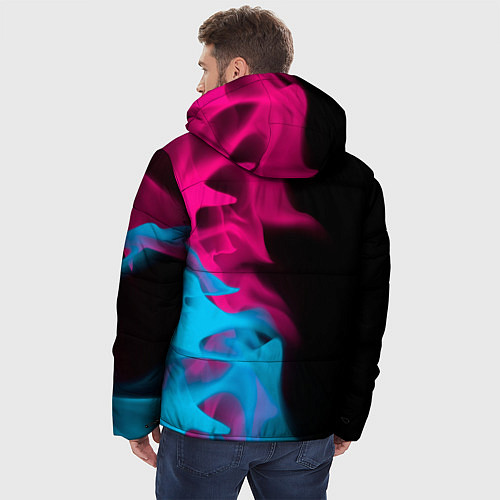 Мужская зимняя куртка No Mans Sky - neon gradient: по-вертикали / 3D-Черный – фото 4