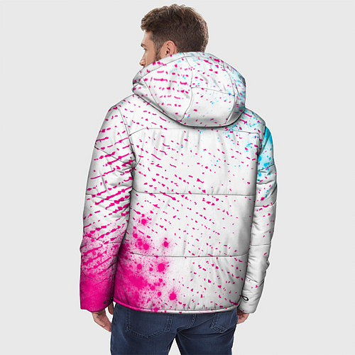 Мужская зимняя куртка Breaking Benjamin neon gradient style: надпись, си / 3D-Черный – фото 4