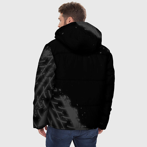 Мужская зимняя куртка Daewoo speed на темном фоне со следами шин: надпис / 3D-Черный – фото 4