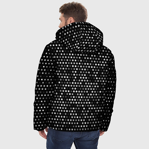 Мужская зимняя куртка Arctic Monkeys glitch на темном фоне: надпись, сим / 3D-Черный – фото 4