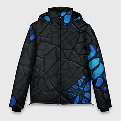 Куртка зимняя мужская Черные плиты с синими вставками, цвет: 3D-красный