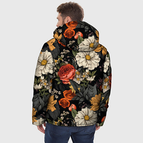 Мужская зимняя куртка Цветочный паттерн на черном / 3D-Черный – фото 4