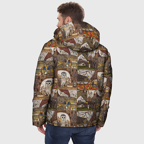 Мужская зимняя куртка Рисунки коллаж / 3D-Черный – фото 4